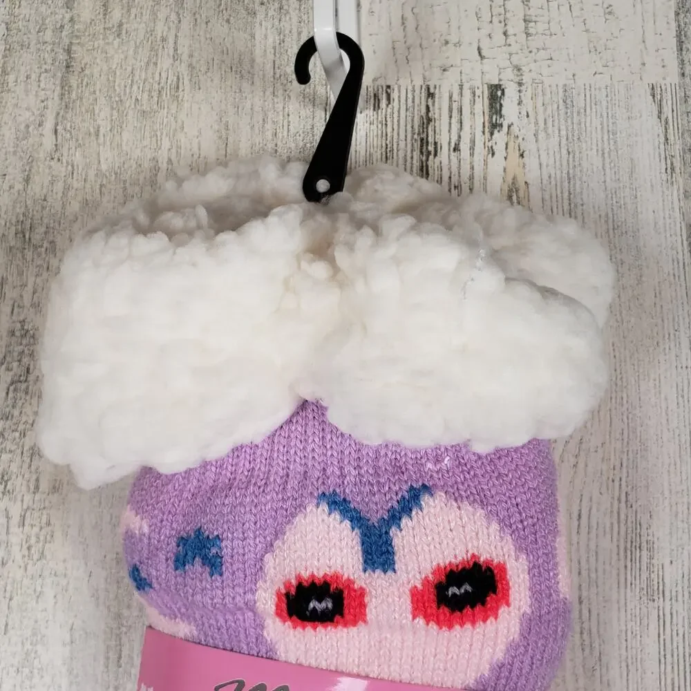 NWT Mari Clare Sherpa Lined Knit Winter Owl Moon Star No-Slip Slipper Socks